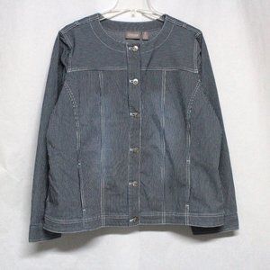 Women's Chico's Size 3 Long Sleeve Striped Jacket With Pockets Inside & Out